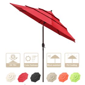 10Ft 3-Tiers Patio Umbrella Red