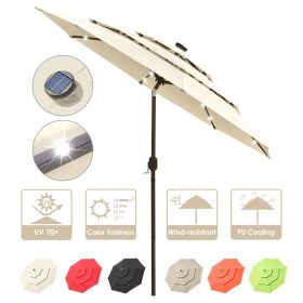 9Ft 3-Tiers 24LEDS Patio Umbrella Beige