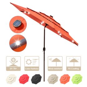 10Ft 3-Tiers 32LEDS Patio Umbrella Fruit Orange