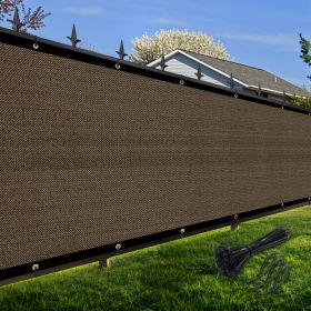 Artpuch Privacy Fence Screen Brown Customized Outdoor Mesh Panels for Backyard, Balcony,Patio,Construction Site with Zip Ties (Color: Brown, size: 5x143 ft)